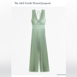 A&F Giselle Mint Green Pleated Wide-Leg Jumpsuit